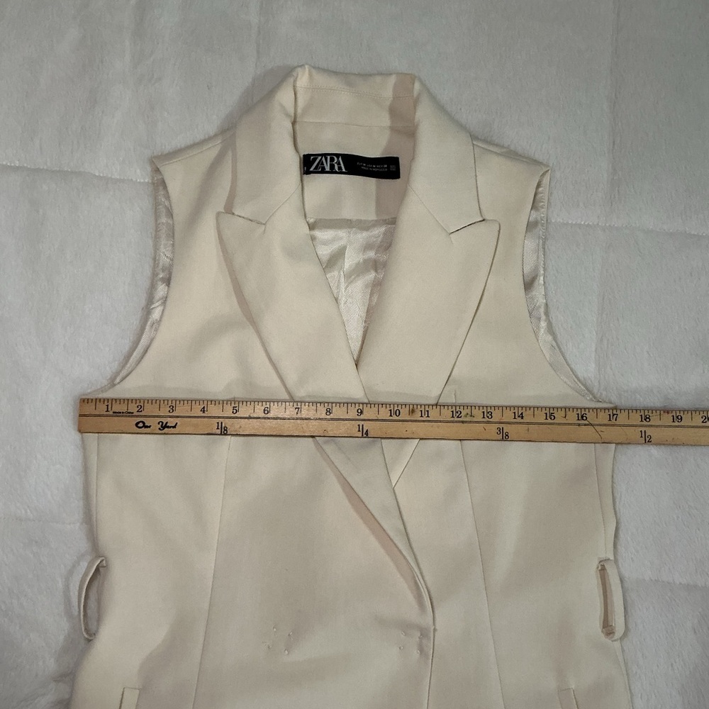 Zara Elegant Cream Sleeveless Blazer Vest - Picture 3 of 6